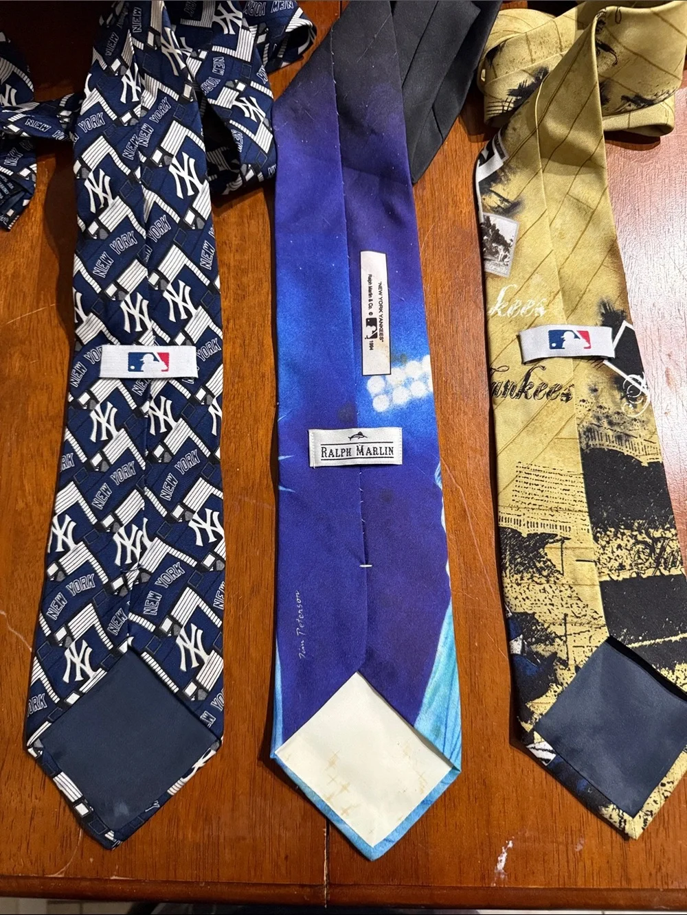 MLB Ralph Marlin Blue Set of 3 New York Yankees Baseball Ties